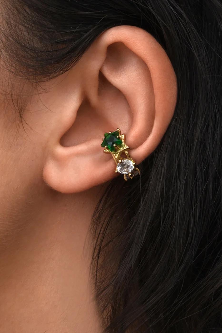 Ear cuff doré et zircons étoile vert KOTORI POP G