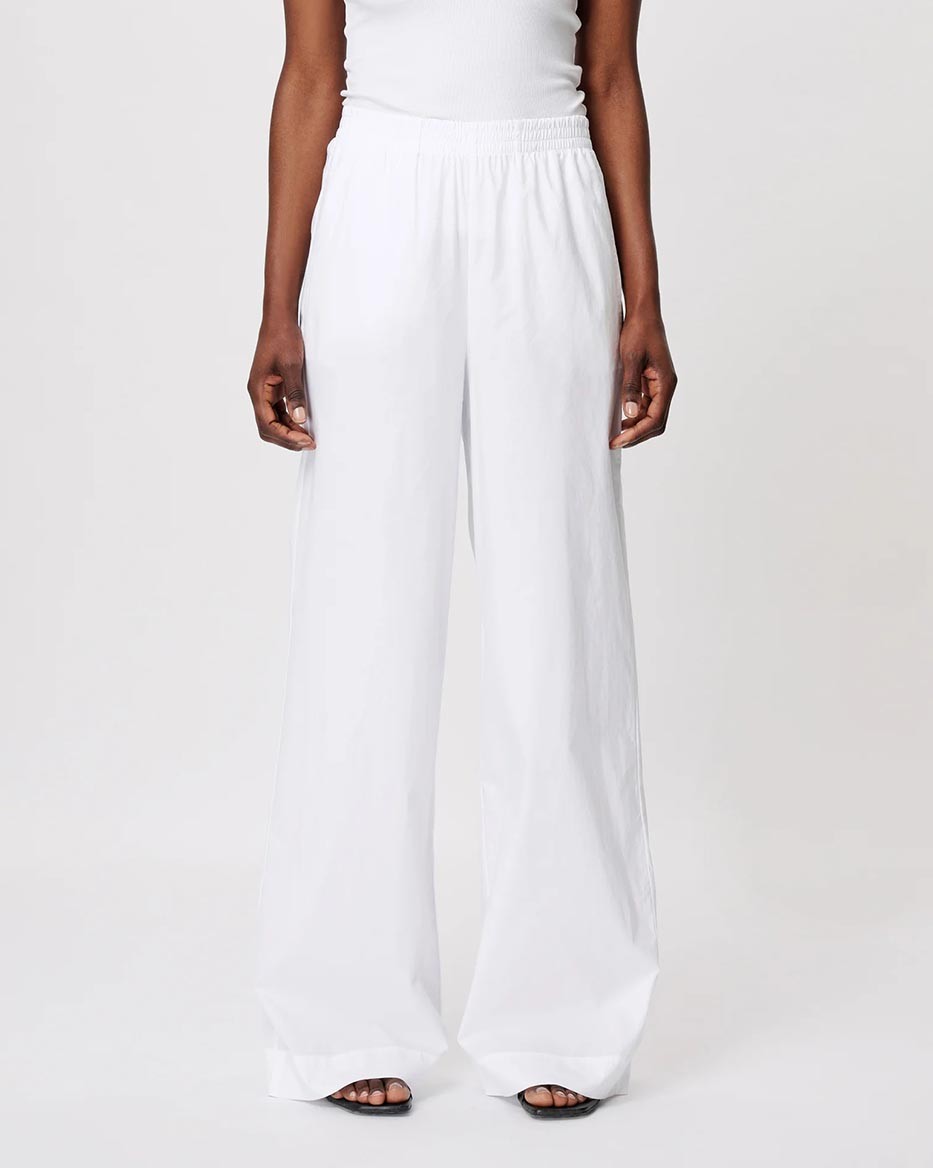 PANTALON À JAMBES LARGES EN COTON