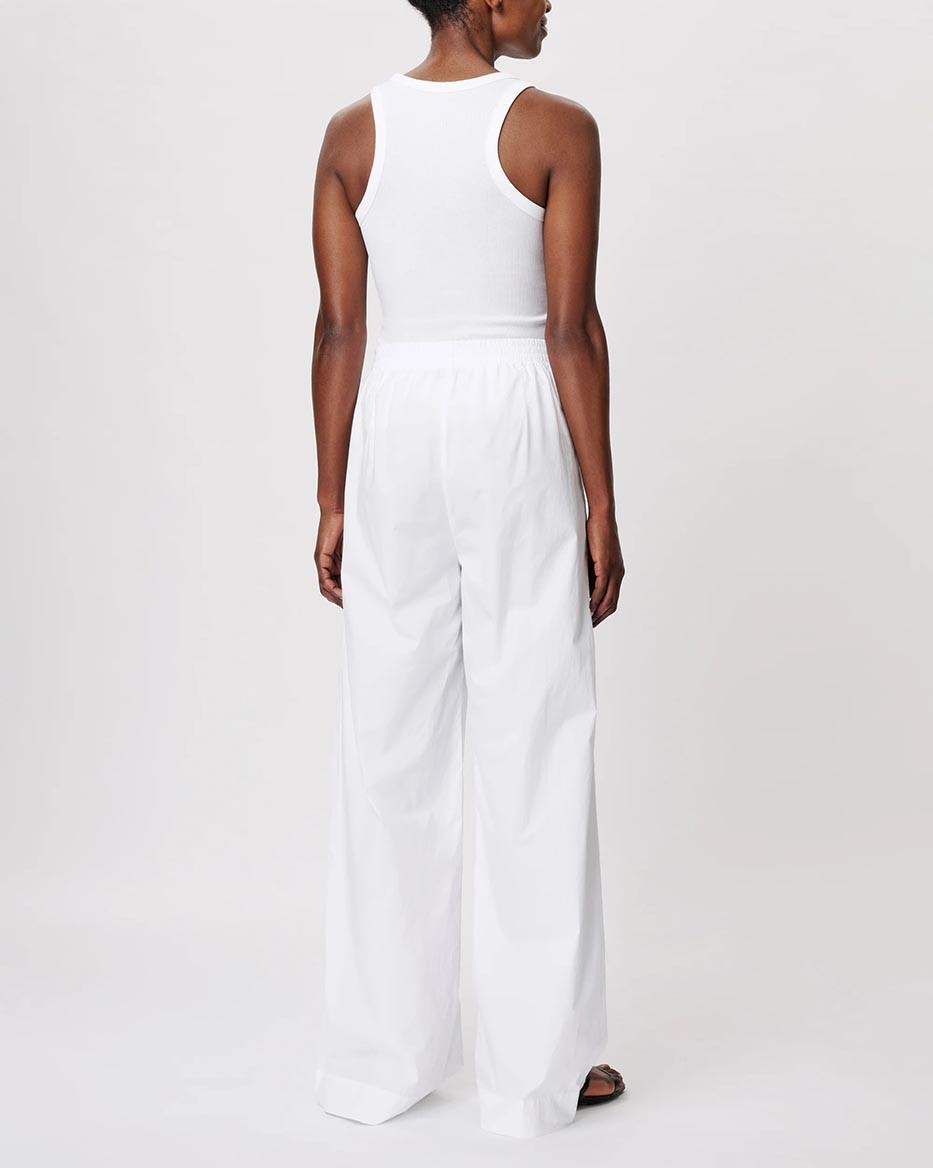 PANTALON À JAMBES LARGES EN COTON