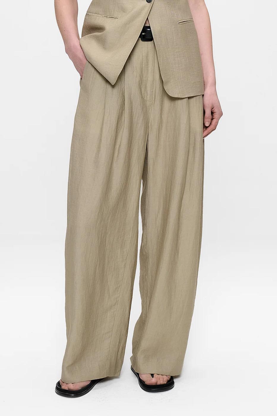 PANTALON JADE EN LIN MÉLANGÉ LÉGER desert