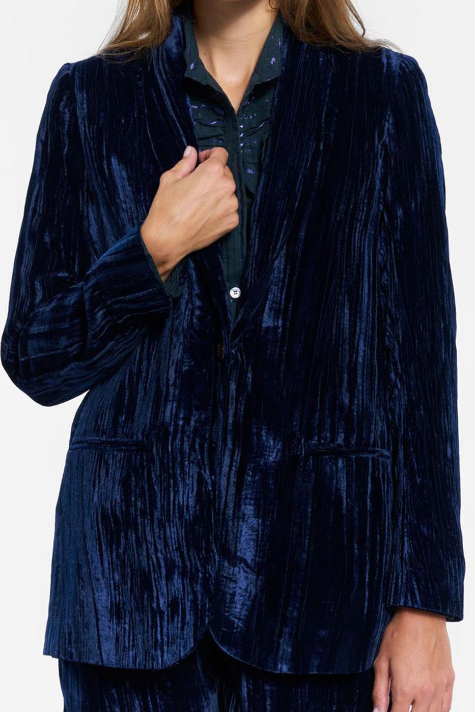 Veste de costume velours bleu