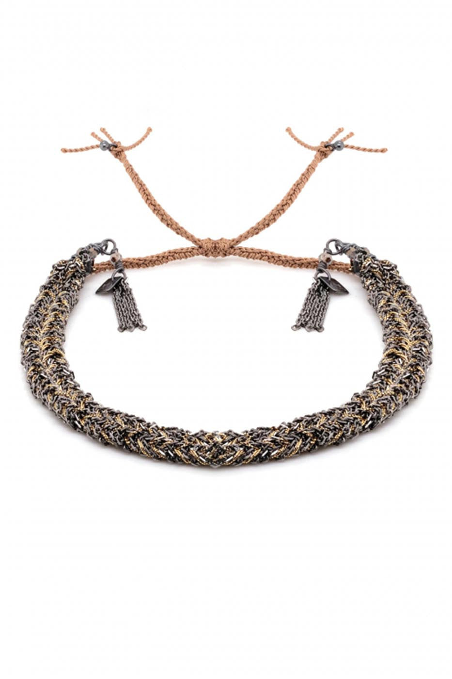 N° 183 BRACELET TRESSÉ RUTHENIUM LUREX GOLD