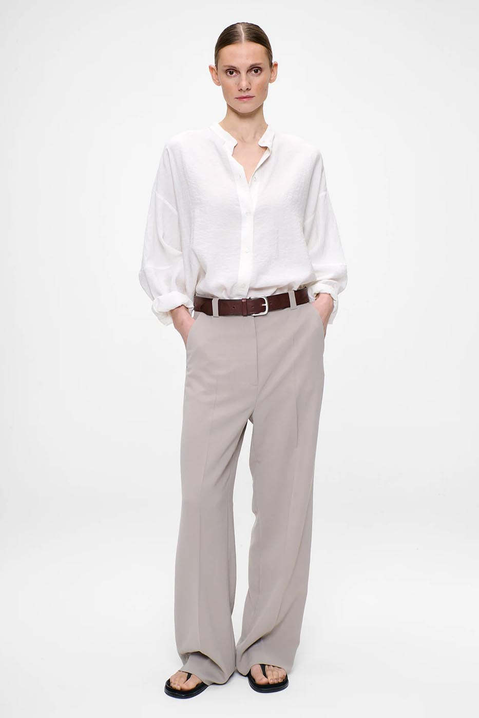 CHEMISE À MANCHES LARGES EN SOIE ET NYLON