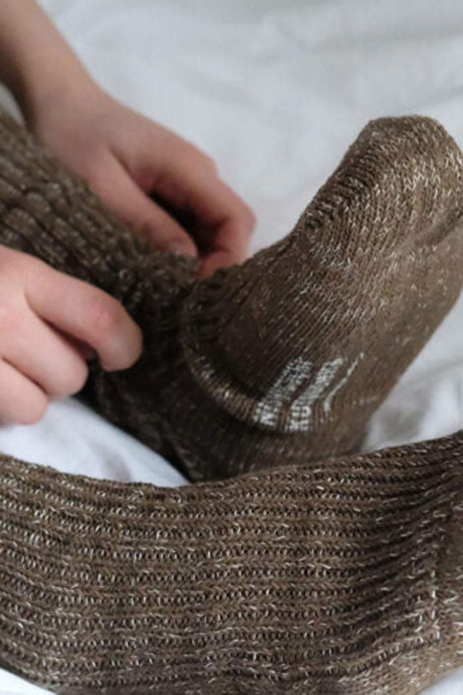 CHAUSSETTES CÔTELÉES CHANVRE & COTON MARRON