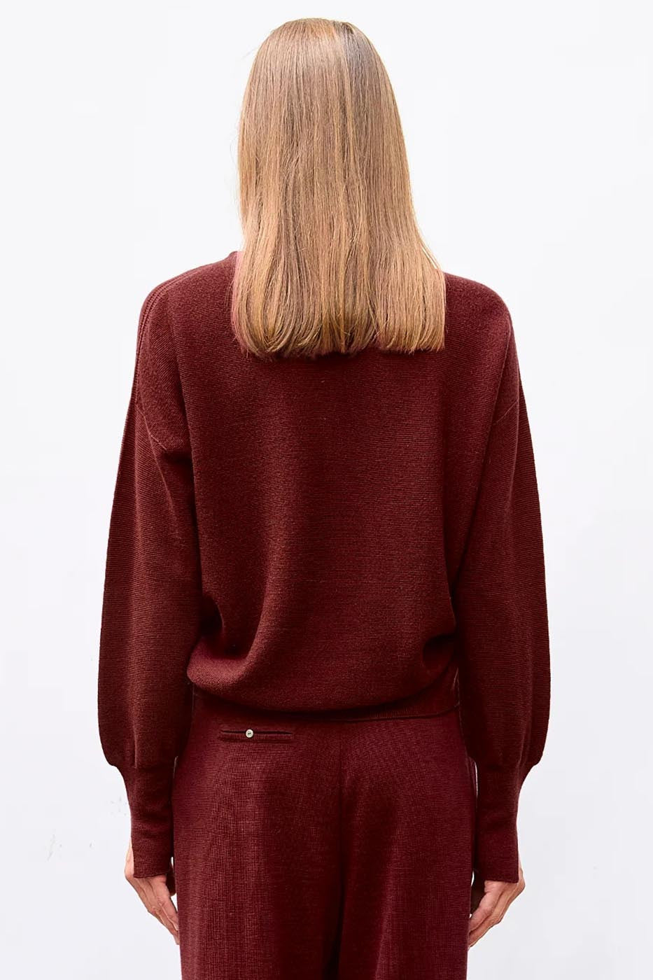 Top fin maille point mousse col montant