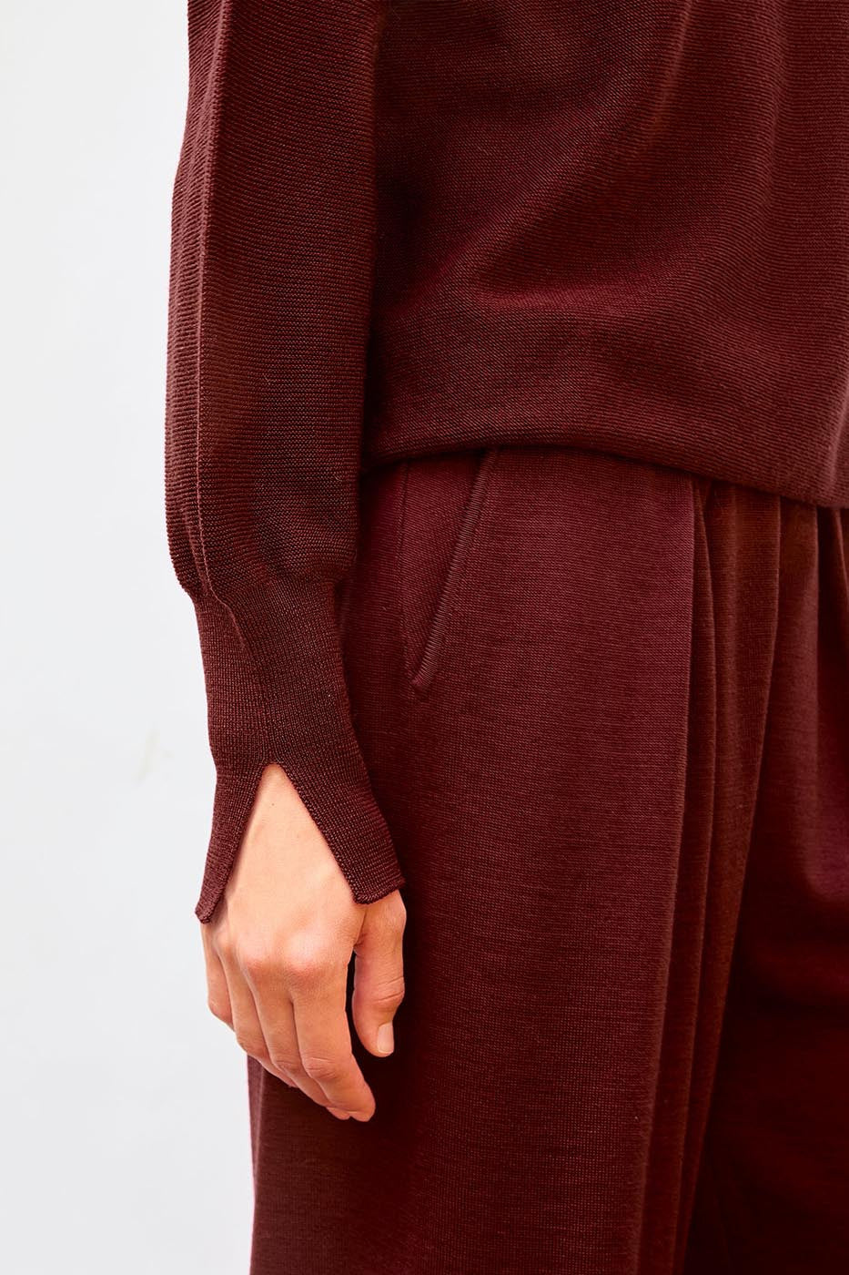 Top fin maille point mousse col montant