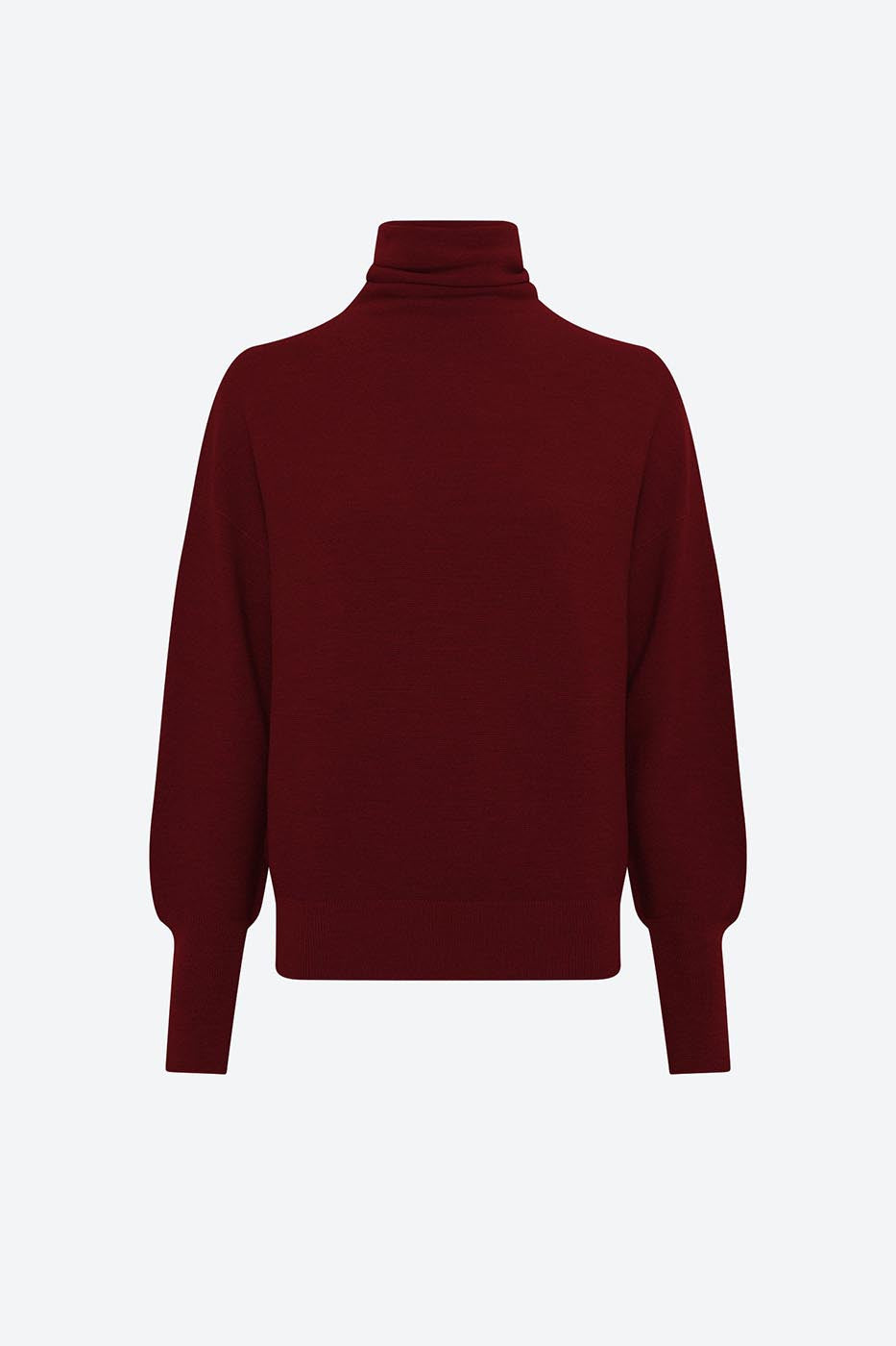 Top fin maille point mousse col montant