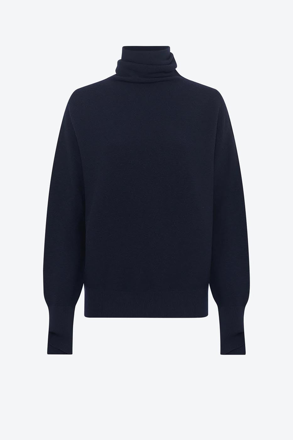 Top fin maille point mousse col montant