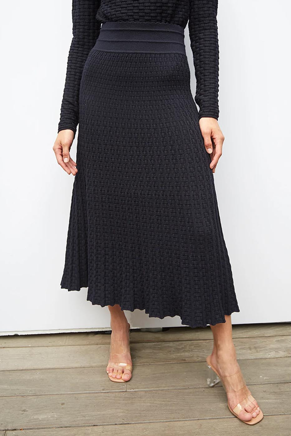 Jupe longue maille cannage