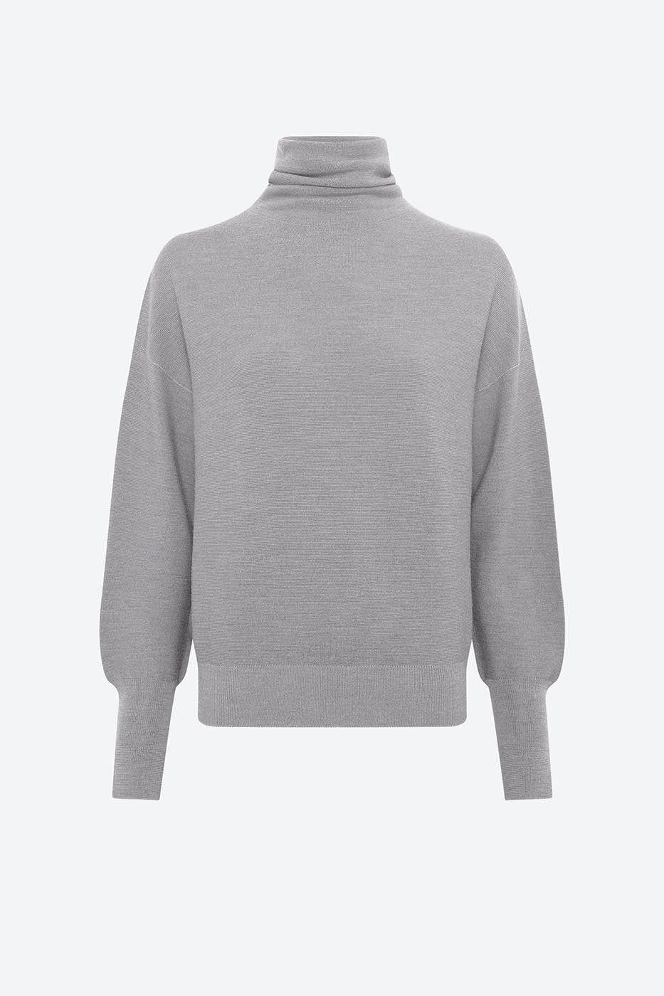 Top fin maille point mousse col montant