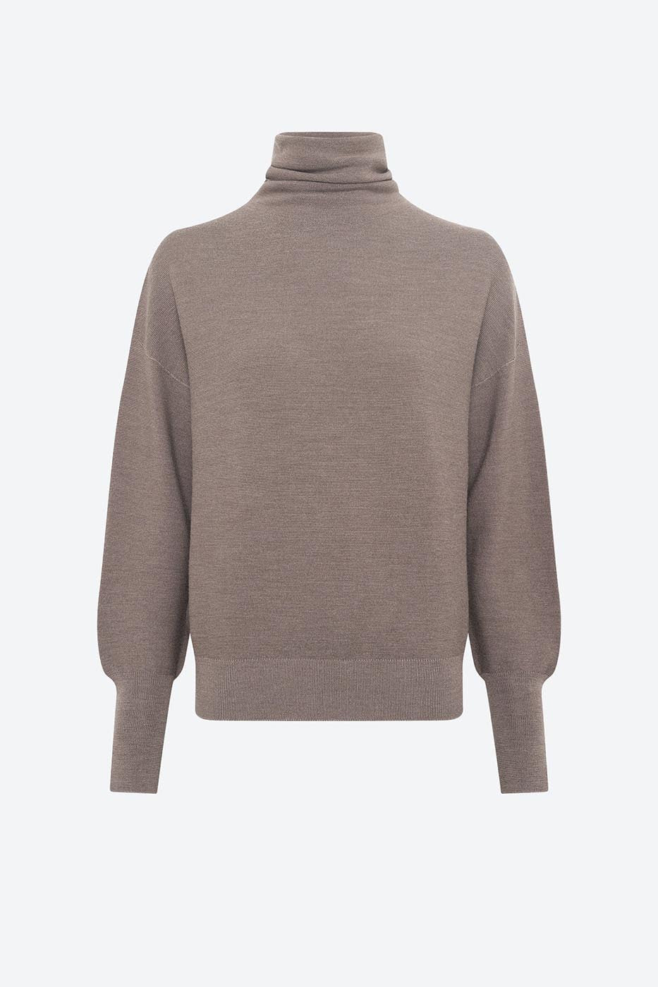 Top fin maille point mousse col montant