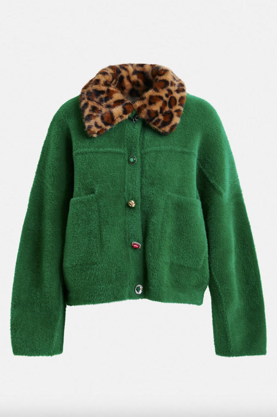 Cardigan vert avec col amovible