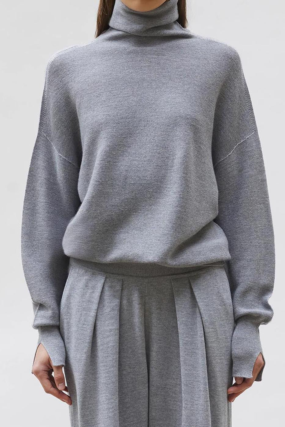 Top fin maille point mousse col montant