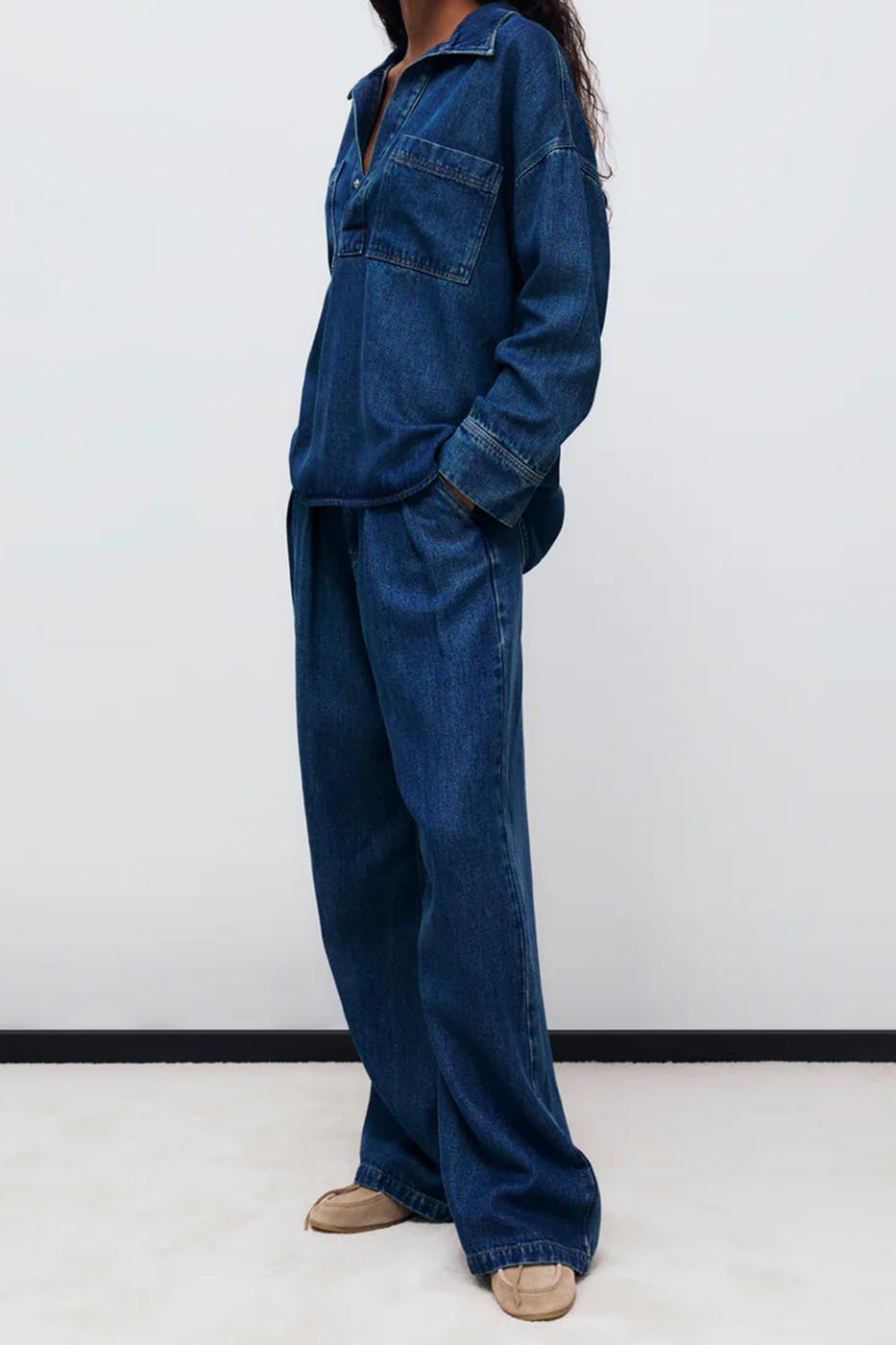 Chemise oversize bleu jean