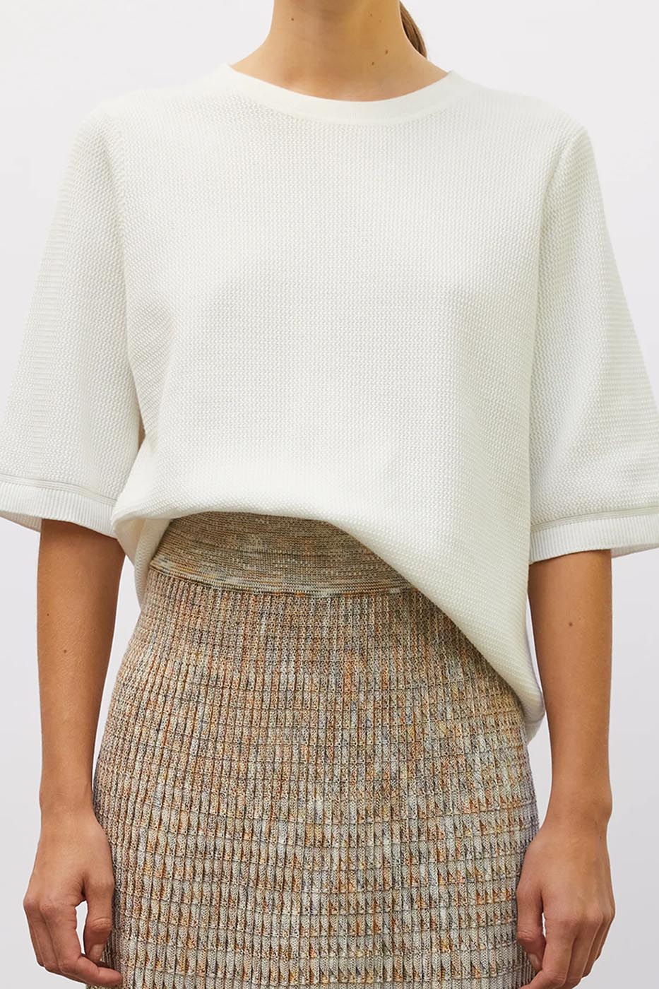 Top maille fine à reliefs vagues