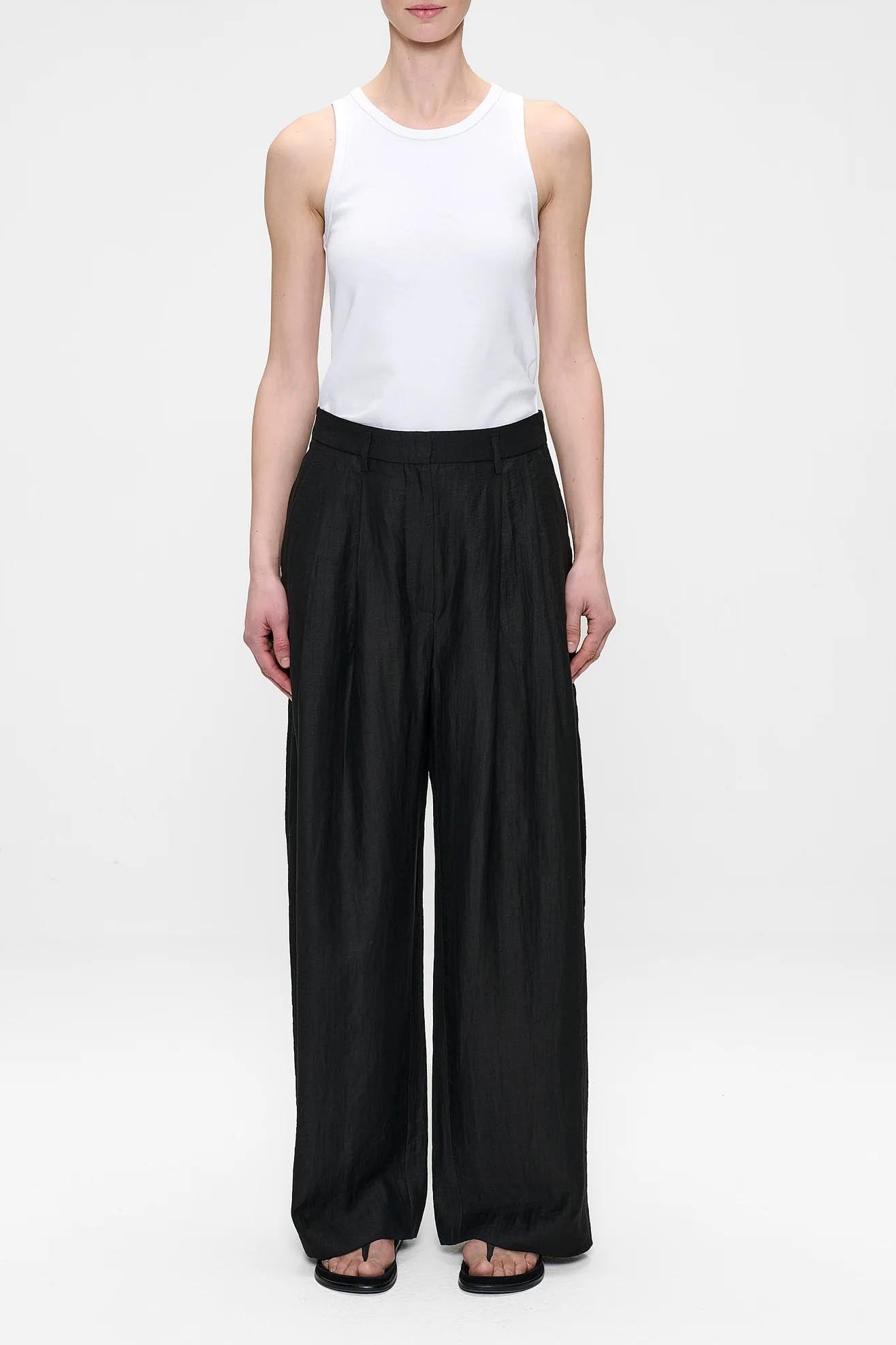 PANTALON JADE EN LIN MÉLANGÉ LÉGER