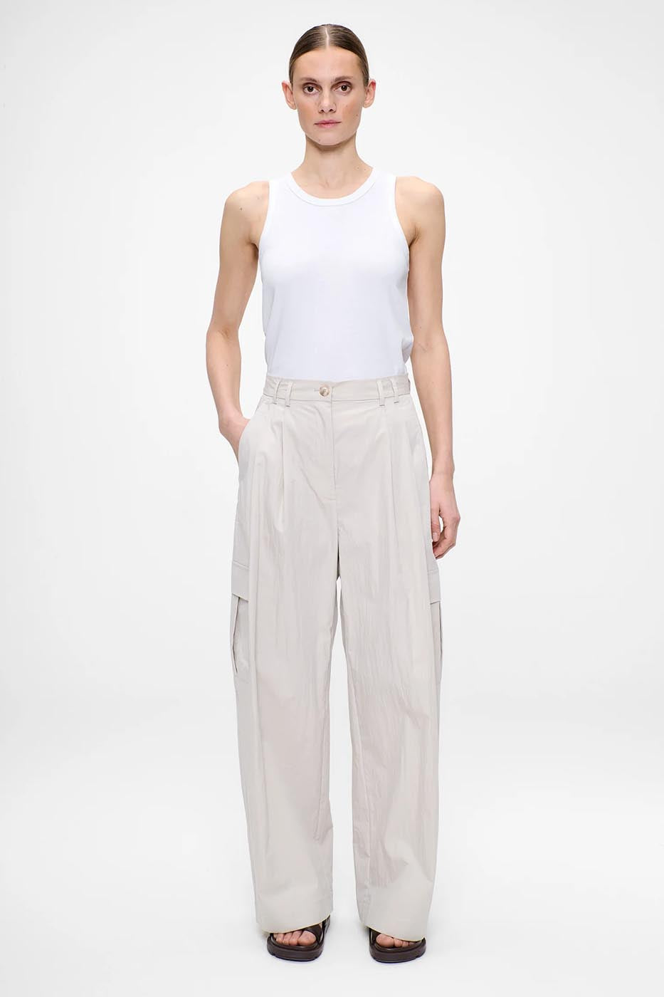 PANTALON CARGO EN COTON ET NYLON JADE