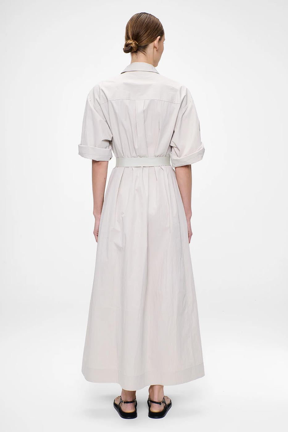 ROBE À CEINTURE EN COTON ET NYLON