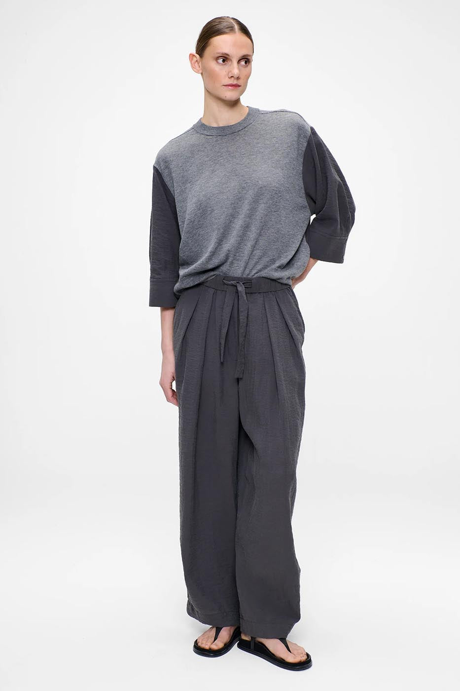 PANTALON DÉCONTRACTÉ EN SOIE ET NYLON