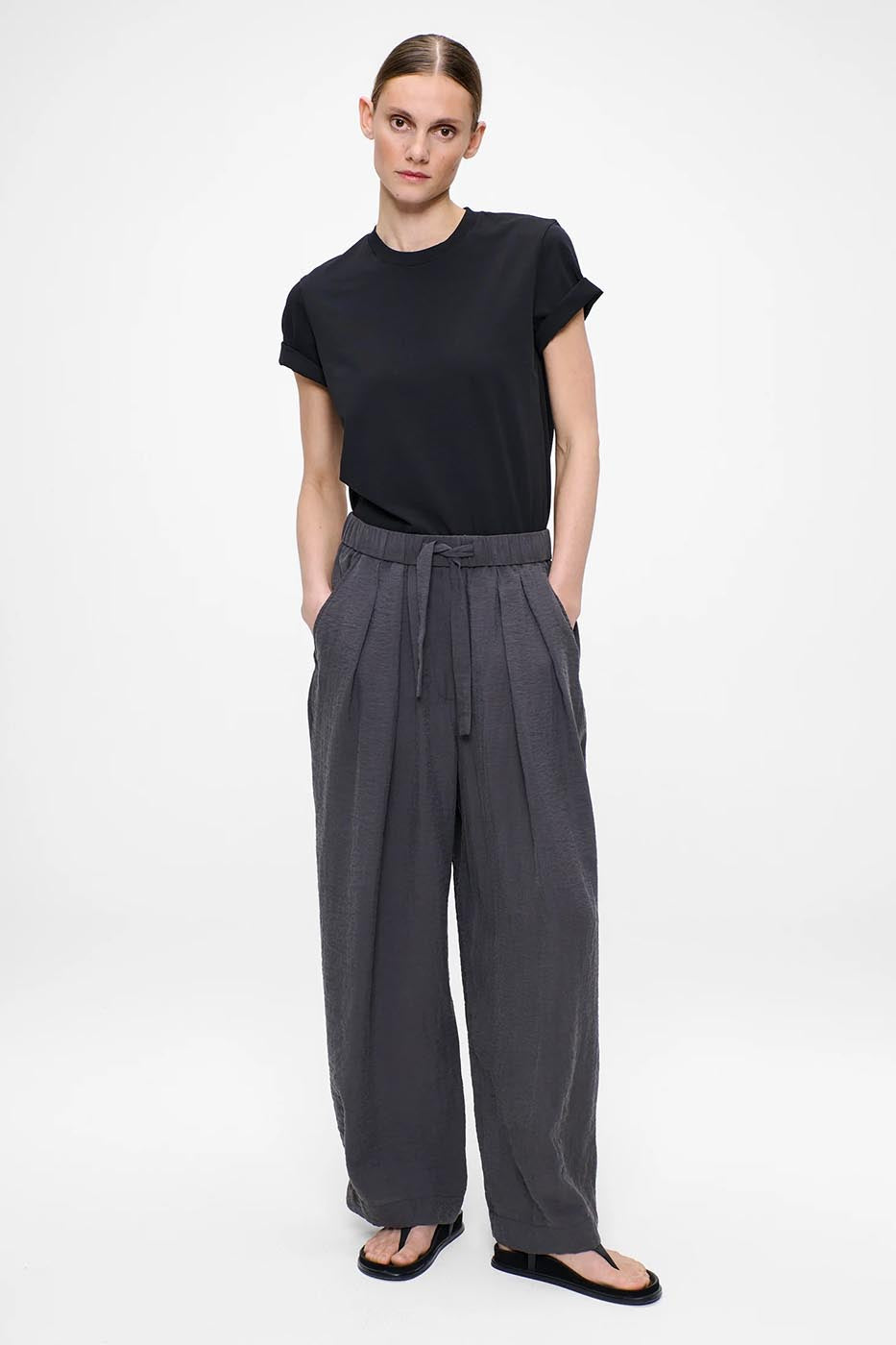 PANTALON DÉCONTRACTÉ EN SOIE ET NYLON