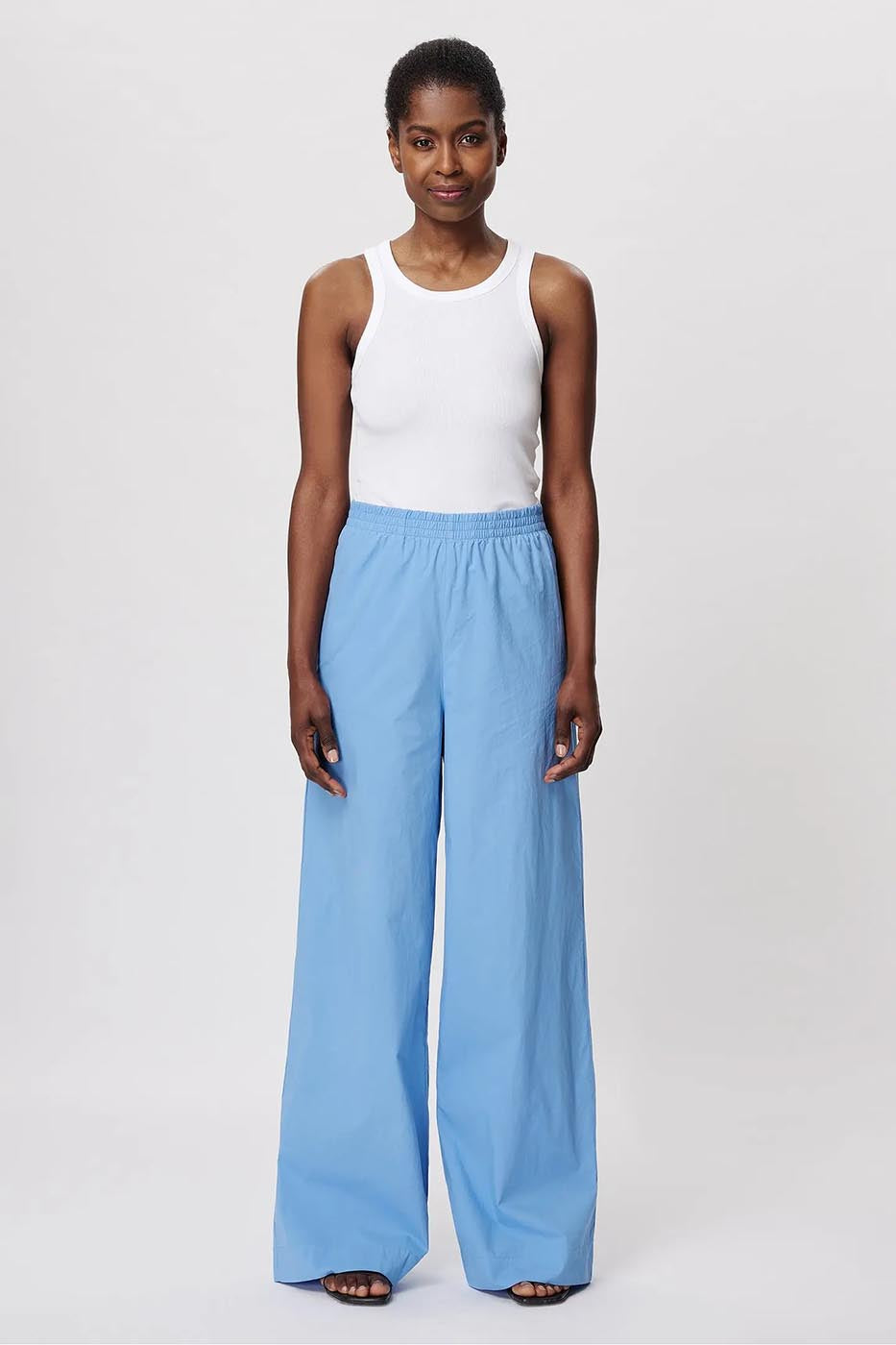 PANTALON À JAMBES LARGES EN COTON