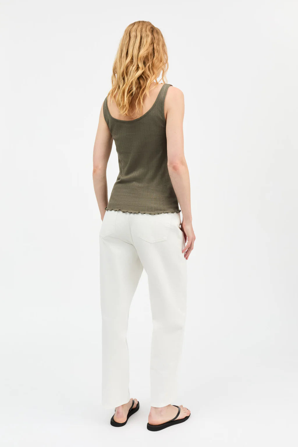 Edie low back top olive
