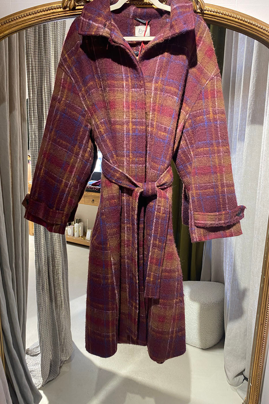 Manteau long à carreaux