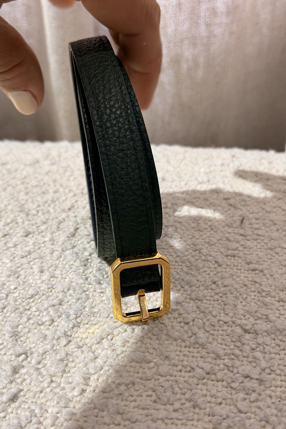 CEINTURE REVERSIBLE VERTE ET MARINE