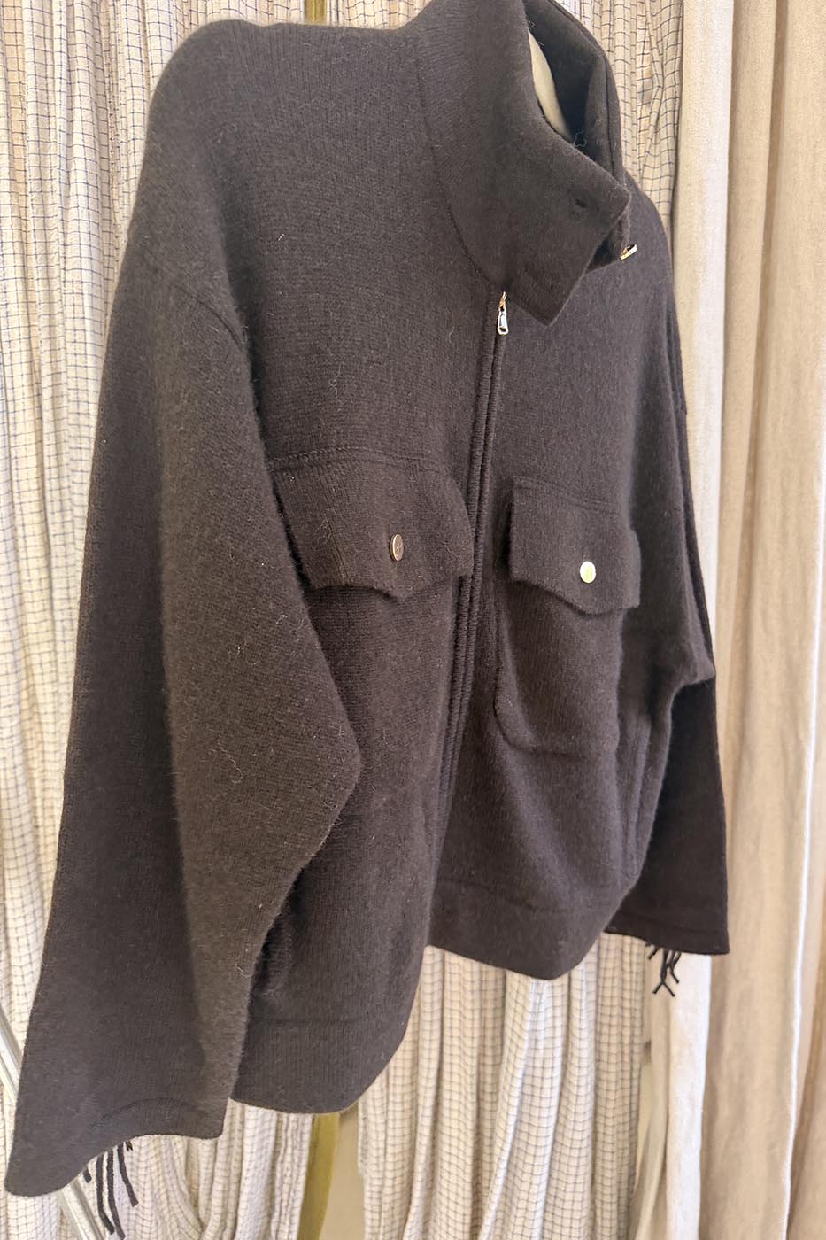 WES2625H Veste col cheminé franges