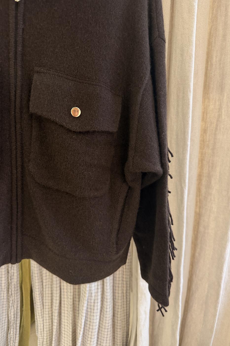 WES2625H Veste col cheminé franges