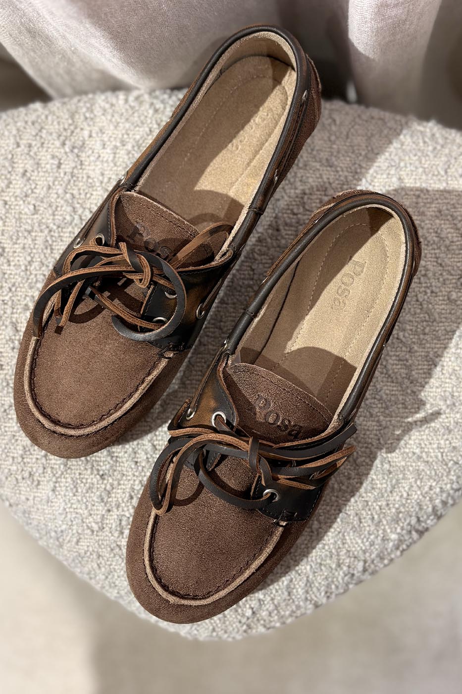 Boat Loafer - Suede- Leather - coffee dark brown
