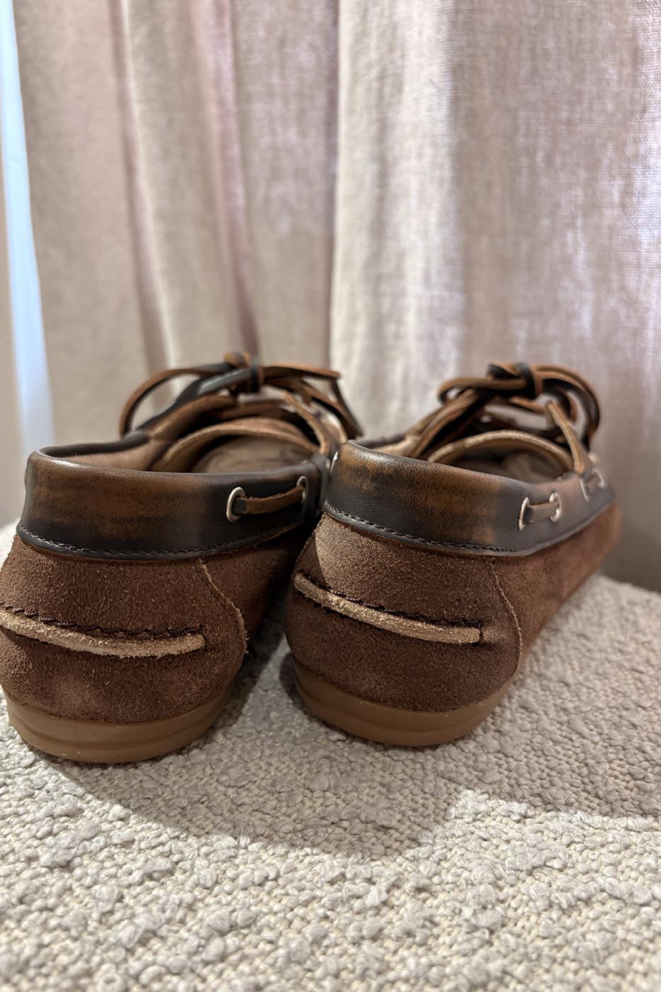 Boat Loafer - Suede- Leather - coffee dark brown