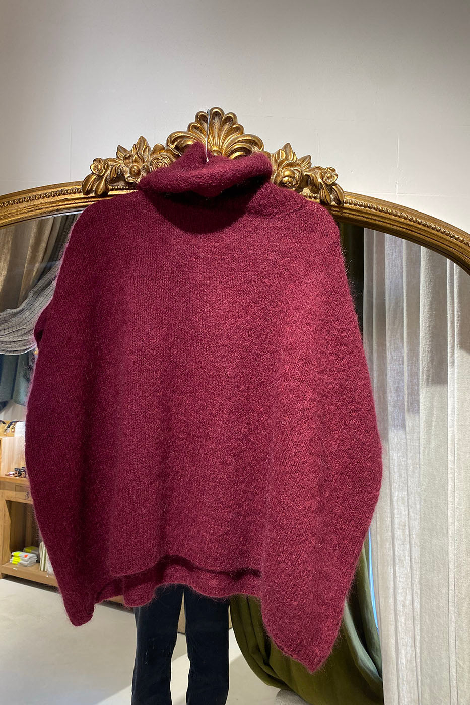 Pull poncho bordeaux