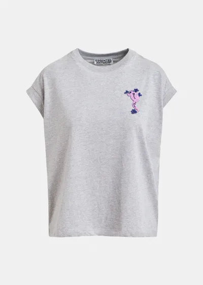 T-shirt en coton gris à perles