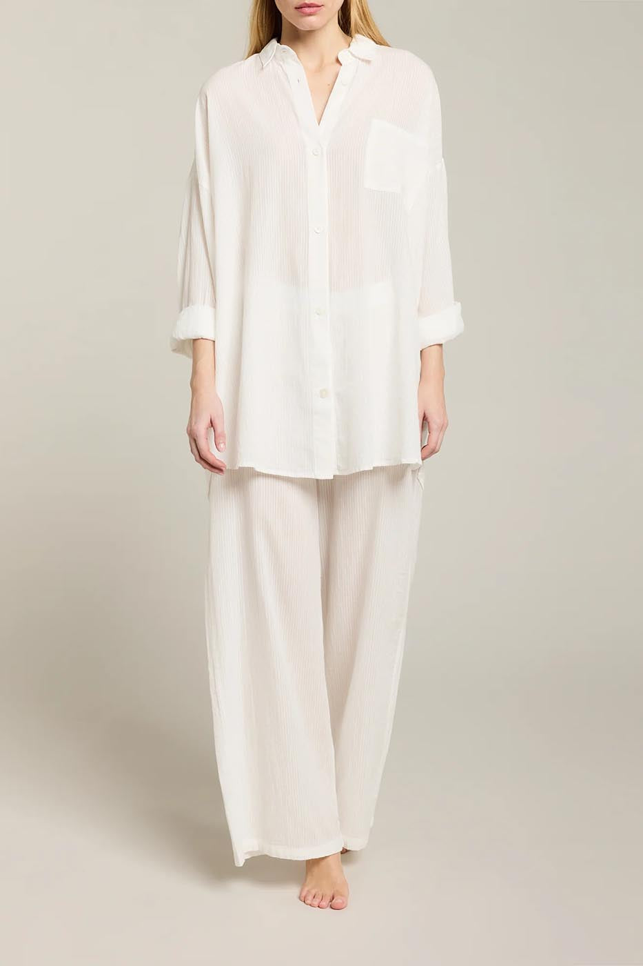 Chemise mi-longue oversize Port Miou blanc