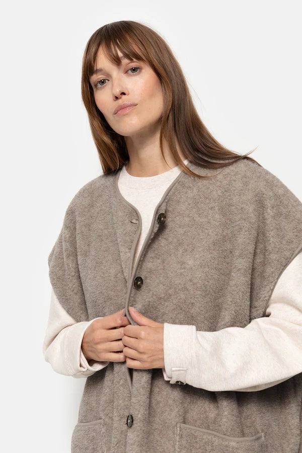 Ines Teddy Oversized Jacket | Taupe