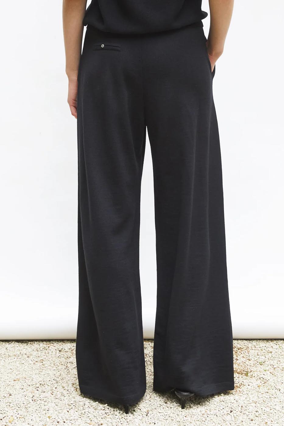 Pantalon fluide maille fine jersey noir