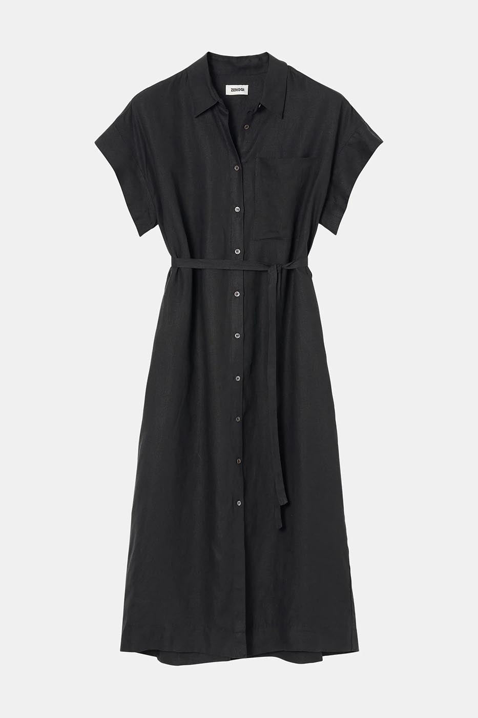 ROBE-CHEMISE EN LIN DÉLAVÉ