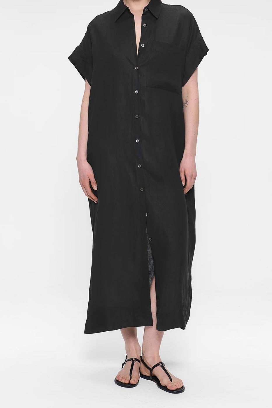 ROBE-CHEMISE EN LIN DÉLAVÉ