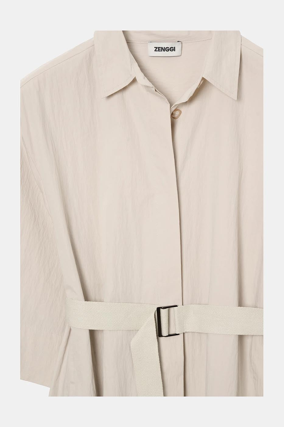 ROBE À CEINTURE EN COTON ET NYLON