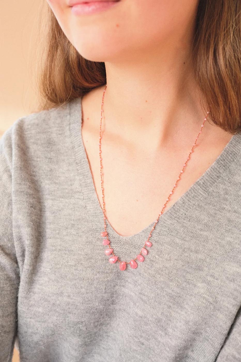 Collier 9 gouttes · Rhodochrosite