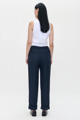 PIN STRIPE SEATTLE TURN-UP PANTS