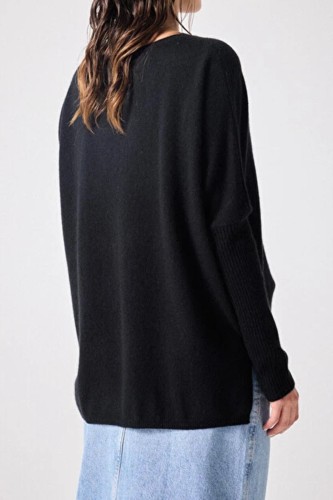 Pull poncho  cachemire Faustine noir