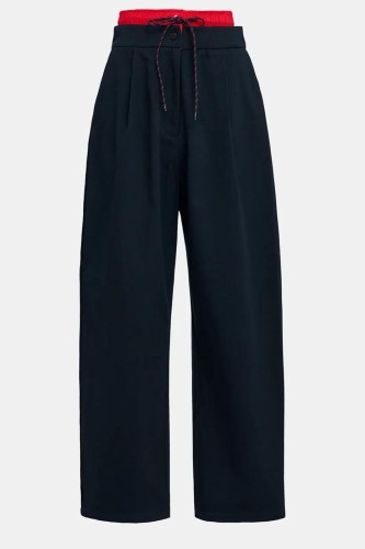 Pantalon à double taille bleu marine et rouge