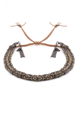 N° 183 BRACELET TRESSÉ RUTHENIUM LUREX GOLD