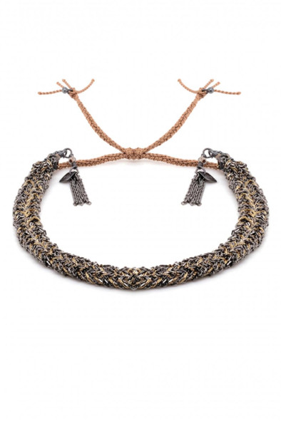 N° 183 BRACELET TRESSÉ RUTHENIUM LUREX GOLD
