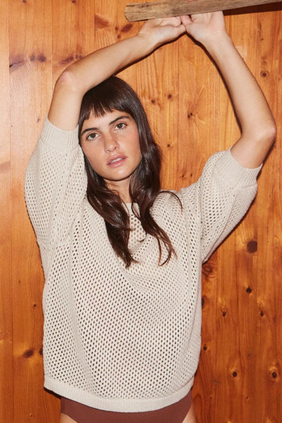 Laurent Crochet Sweater | Beige 2