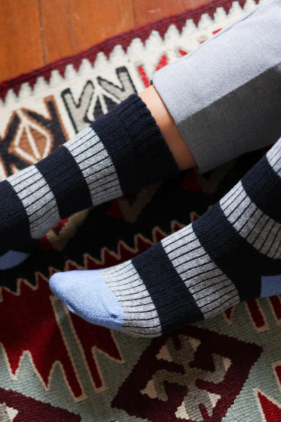 Chaussettes en laine mérinos à rayures 2