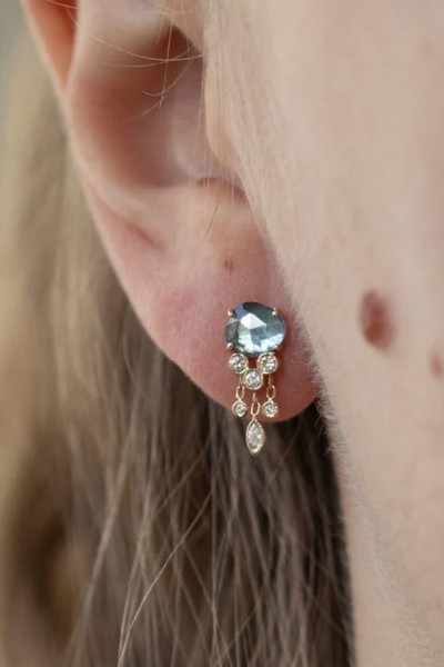 AQUAMARINE & DIAMOND JELLYFISH EARRINGS 2