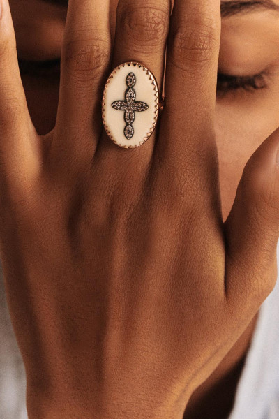 Bague Bowie n°3 blanche diamants 2